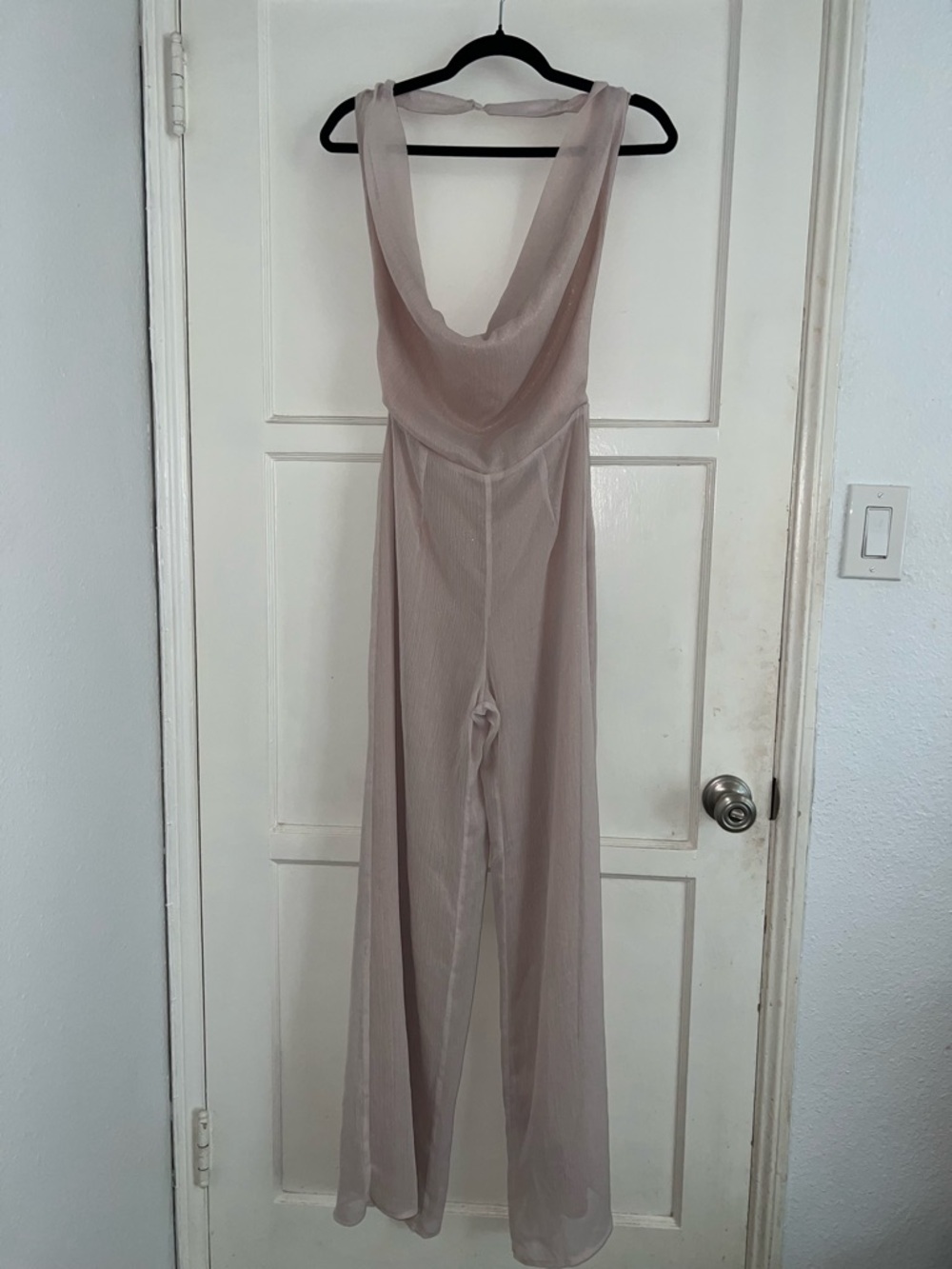 Missguided Blush Taupe Cowl Neck Jumpsuit